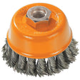 Knot-Twisted Wire Cup Brush, 3" Dia. x M10x1.5 Arbor