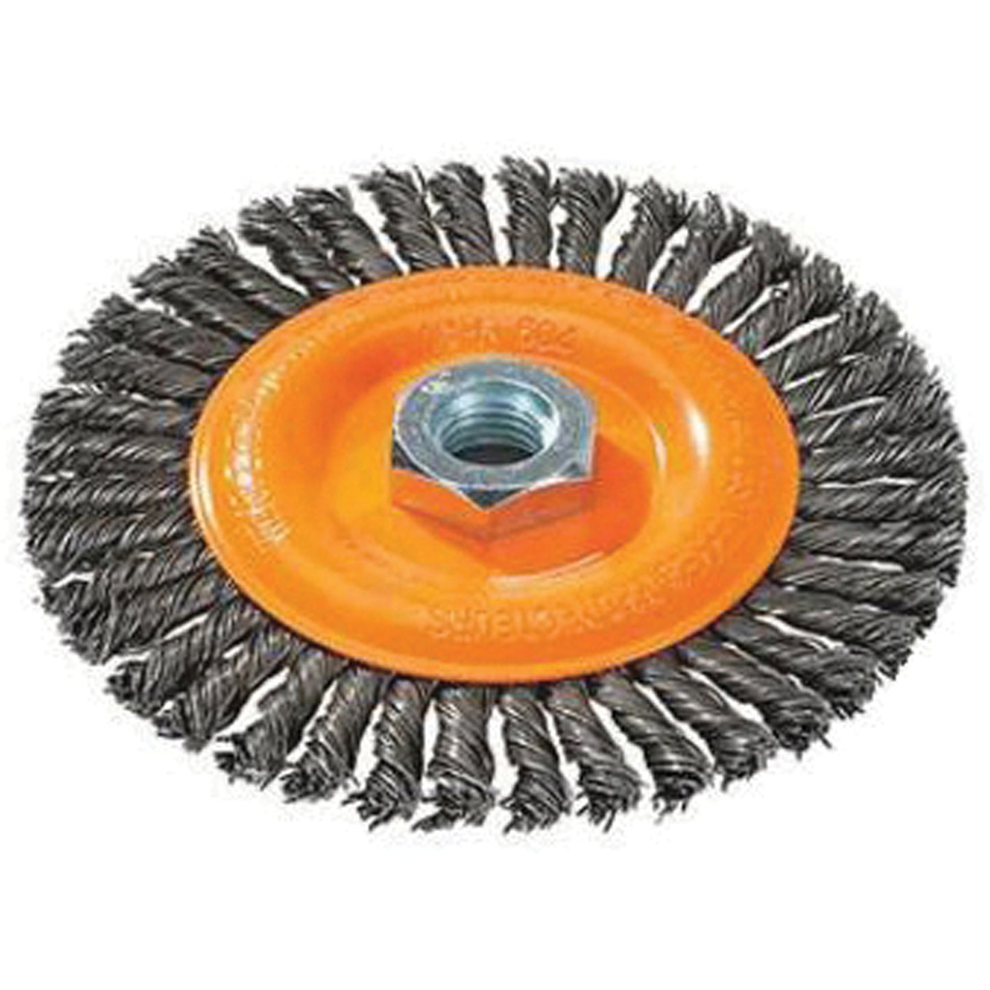 Stringer Bead Knotted Wire Brush, 4" Dia., 0.02" Fill, 5/8"-11 Arbor, Steel