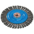 Stringer Bead Knotted Wire Brush, 4" Dia., 0.02" Fill, 5/8"-11 Arbor, Aluminum/Stainless Steel