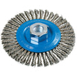 Stringer Bead Knotted Wire Brush, 4-1/2" Dia., 0.02" Fill, 5/8"-11 Arbor, Aluminum/Stainless Steel