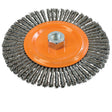 Stringer Bead Knotted Wire Brush, 6-7/8" Dia., 0.02" Fill, 5/8"-11 Arbor, Steel