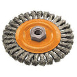 Wide Knotted Wire Wheel Brush, 4" Dia., 0.02" Fill, 5/8"-11 Arbor, Steel