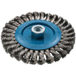 Wide Knotted Wire Wheel Brush, 6" Dia., 0.02" Fill, 5/8"-11 Arbor, Aluminum/Stainless Steel