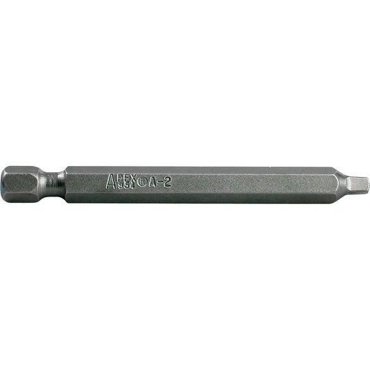 1/4" Square Recess Power Bits, Square, #0 Tip, 1/4" Drive Size, 2-3/4" Length