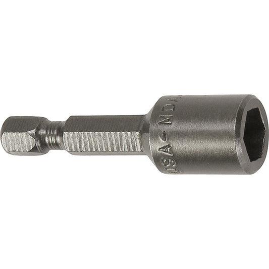 Nutsetter For Metric Sheet Metal Screws, 6 mm Tip, 1/4" Drive, 44.5 mm L, Magnetic