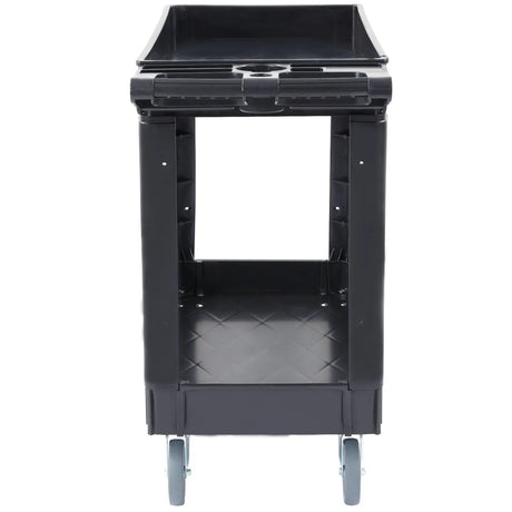 VEVOR Utility Service Cart, 2 Shelf 550LBS Heavy Duty Plastic Rolling Utility Cart with Swivel Wheels, Medium Lipped Shelf, Ergonomic Storage Handle for Warehouse/Garage/Cleaning/Office VEVOR