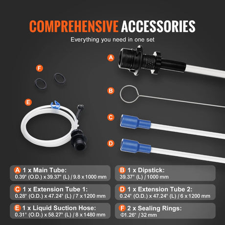 VEVOR Fluid Extractor, 1.74 Gallons (6.5 Liters), Pneumatic/Manual Oil Changer Vacuum Fluid Extractor with Dipstick and Suction Hose, Oil Extractor Change Pump for Automotive Fluids Vacuum Evacuation VEVOR