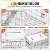 VEVOR Live Animal Cage Trap, 24" x 8" x 8" Humane Cat Trap Galvanized Iron, Folding Animal Trap with Handle for Rabbits, Stray Cats, Squirrels, Raccoons, Groundhogs and Opossums VEVOR