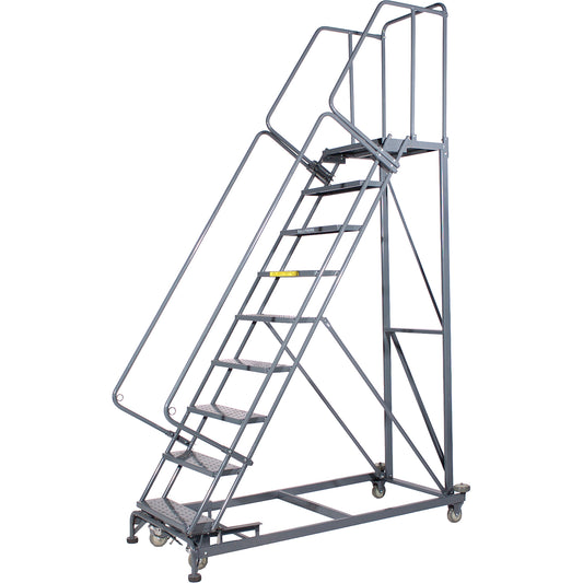 Monster Rolling Ladders, 9 Steps, 24" Step Width, 90" Platform Height, Steel