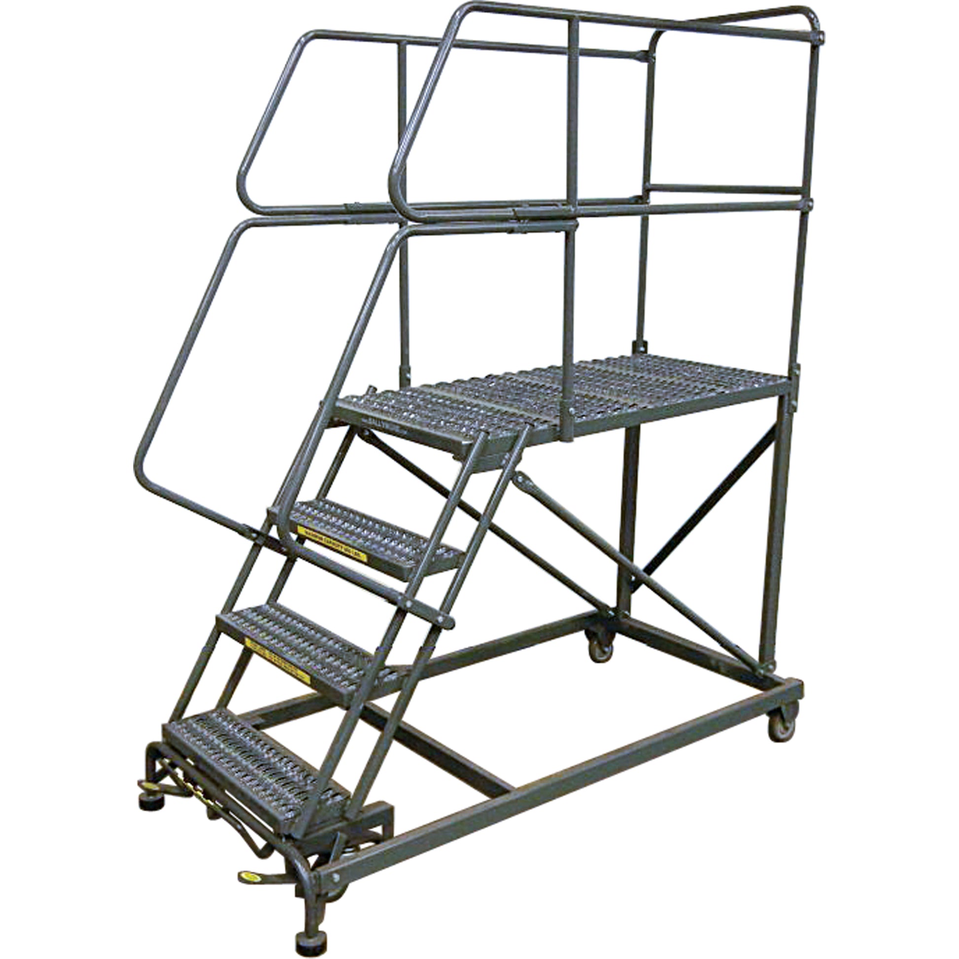 Mobile Work Platforms, Steel, 5 Steps, 50" H, 36" D, 24" Step, Serrated