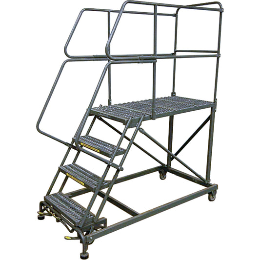 Mobile Work Platforms, Steel, 6 Steps, 60" H, 36" D, 24" Step, Serrated
