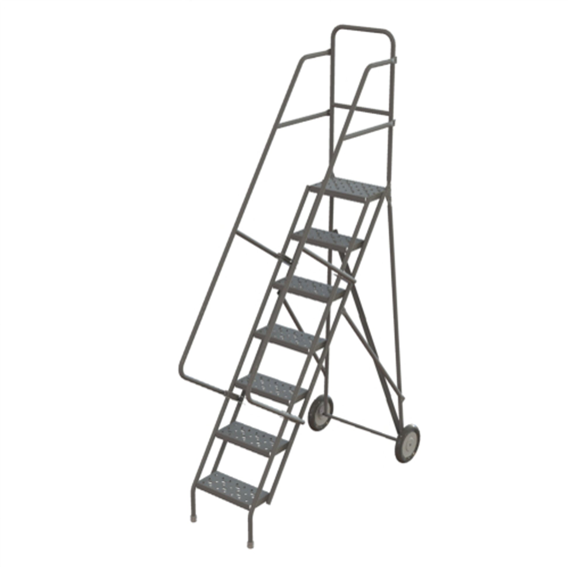 Steel Rolling Ladder, 7 Steps, 16" Step Width, 70" Platform Height, Steel