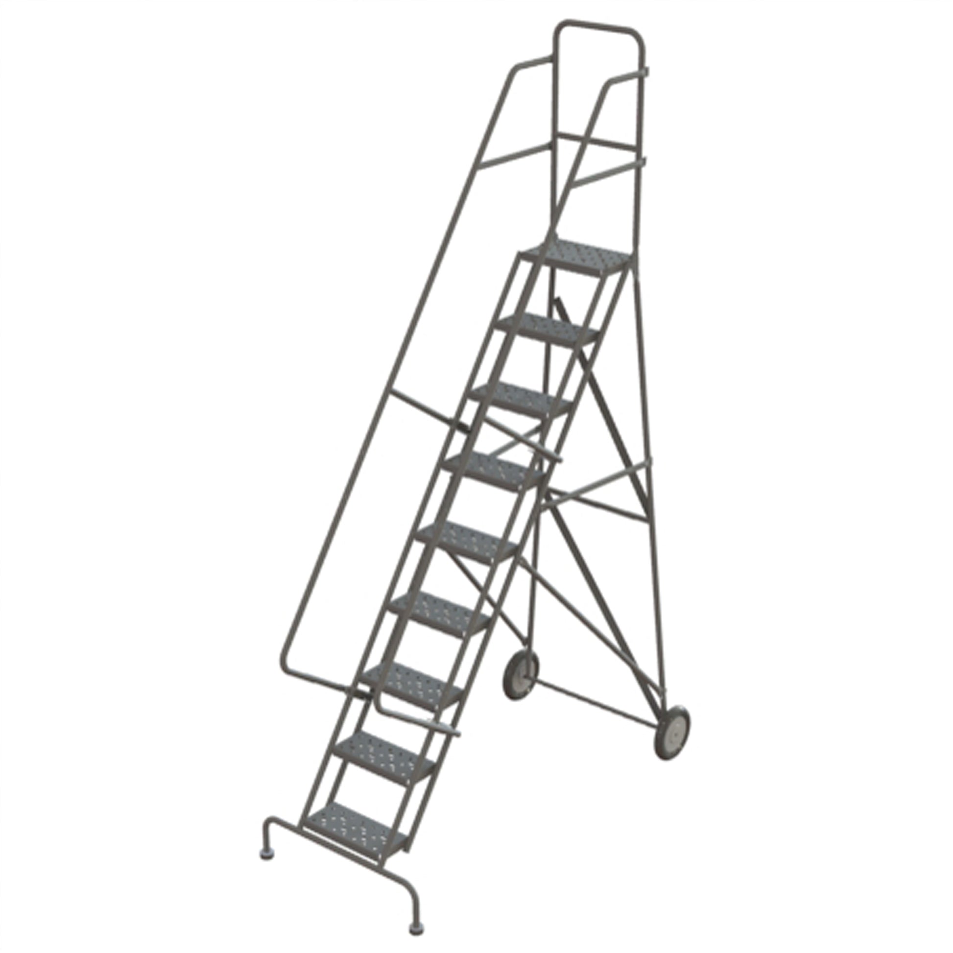 Steel Rolling Ladder, 9 Steps, 16" Step Width, 90" Platform Height, Steel