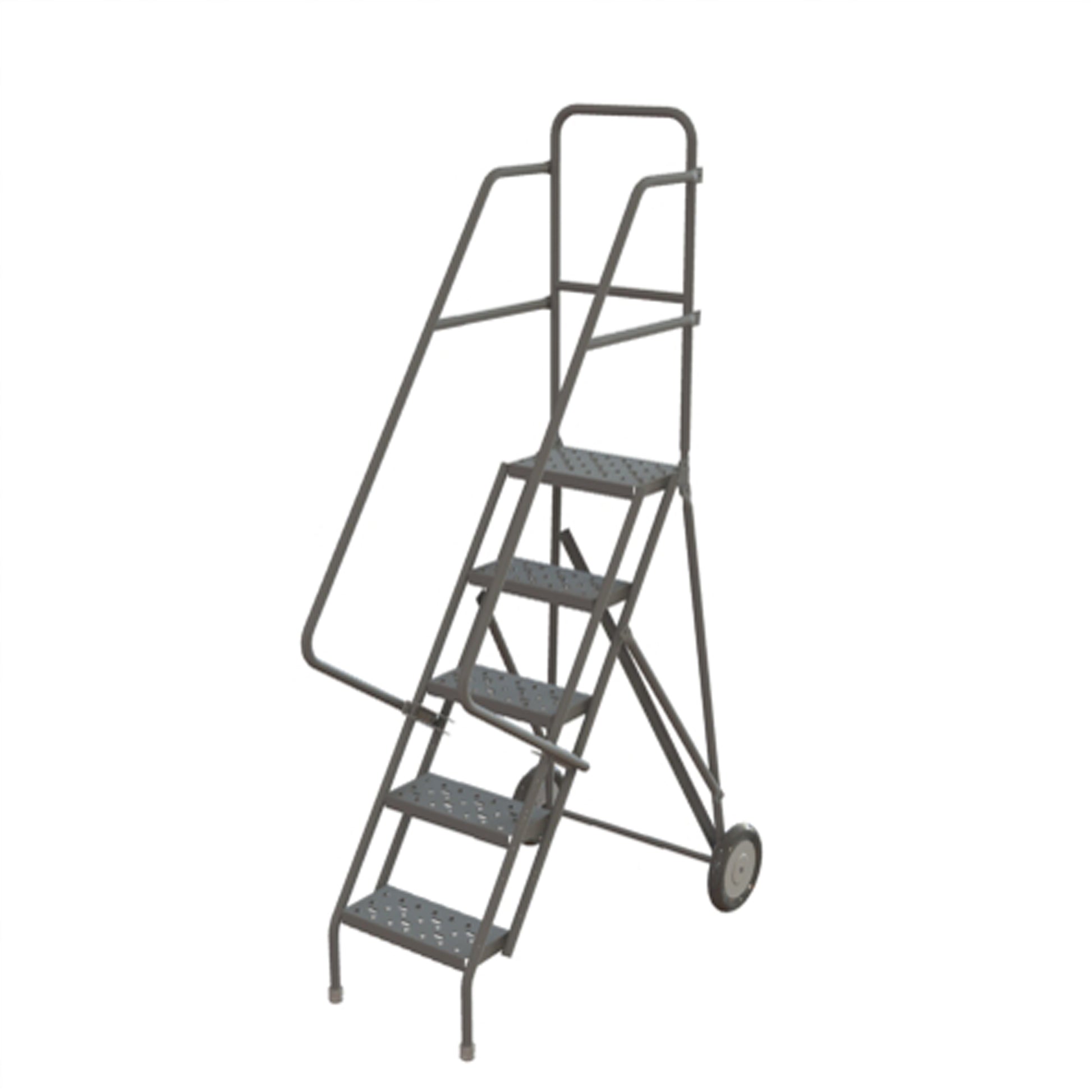 Rolling Ladder, 5 Steps, Serrated, 50" High