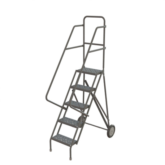 Rolling Ladder, 5 Steps, Serrated, 50" High