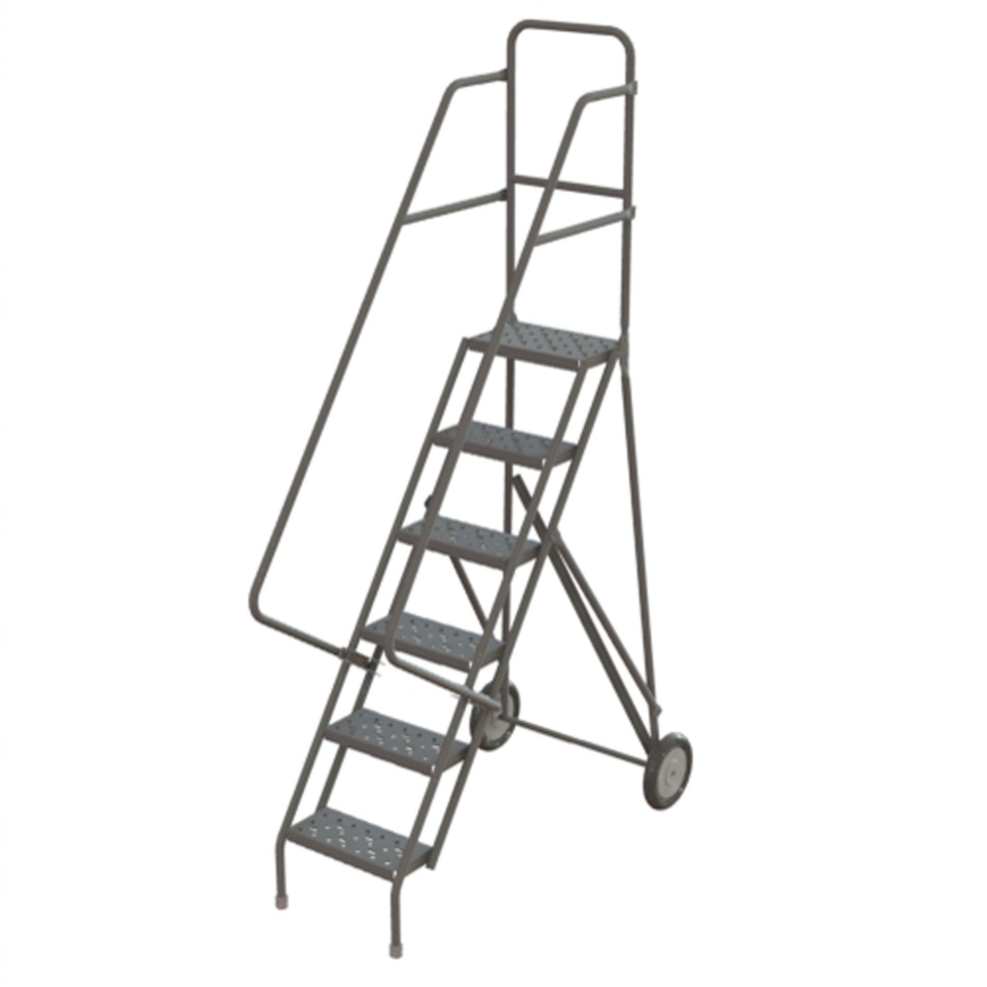 Rolling Ladder, 6 Steps, Serrated, 66" High
