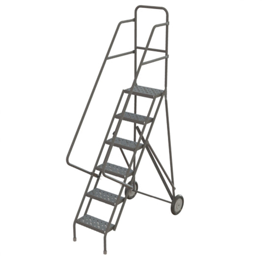 Rolling Ladder, 6 Steps, Serrated, 66" High