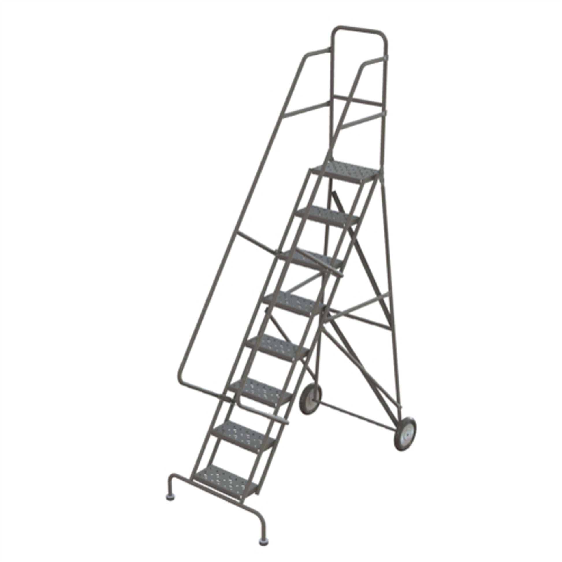 Rolling Ladder, 8 Steps, Serrated, 86" High