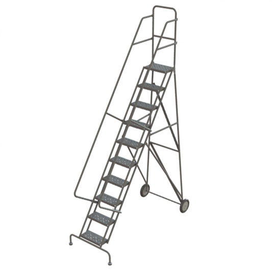 Rolling Ladder, 10 Steps, Serrated, 106" High