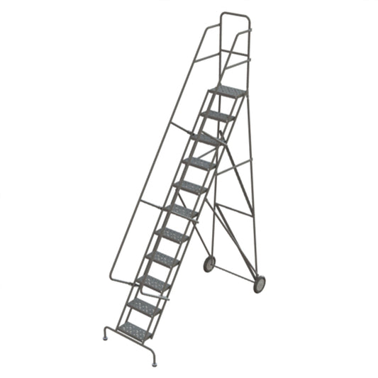 Rolling Ladder, 11 Steps, Serrated, 116" High