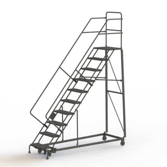 Heavy Duty Safety Slope Ladder, 10 Steps, Perforated, 50° Incline, 100" High
