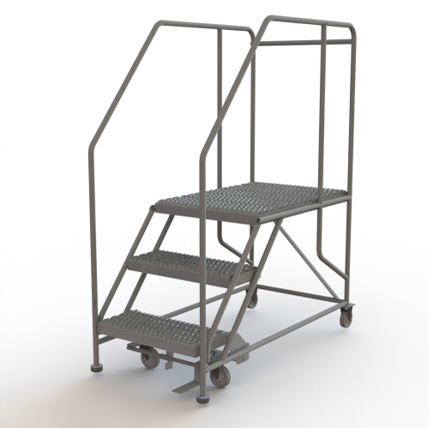 Mobile Work Platform, Steel, 3 Steps, 30" H, 35" D, 24" Step, Serrated