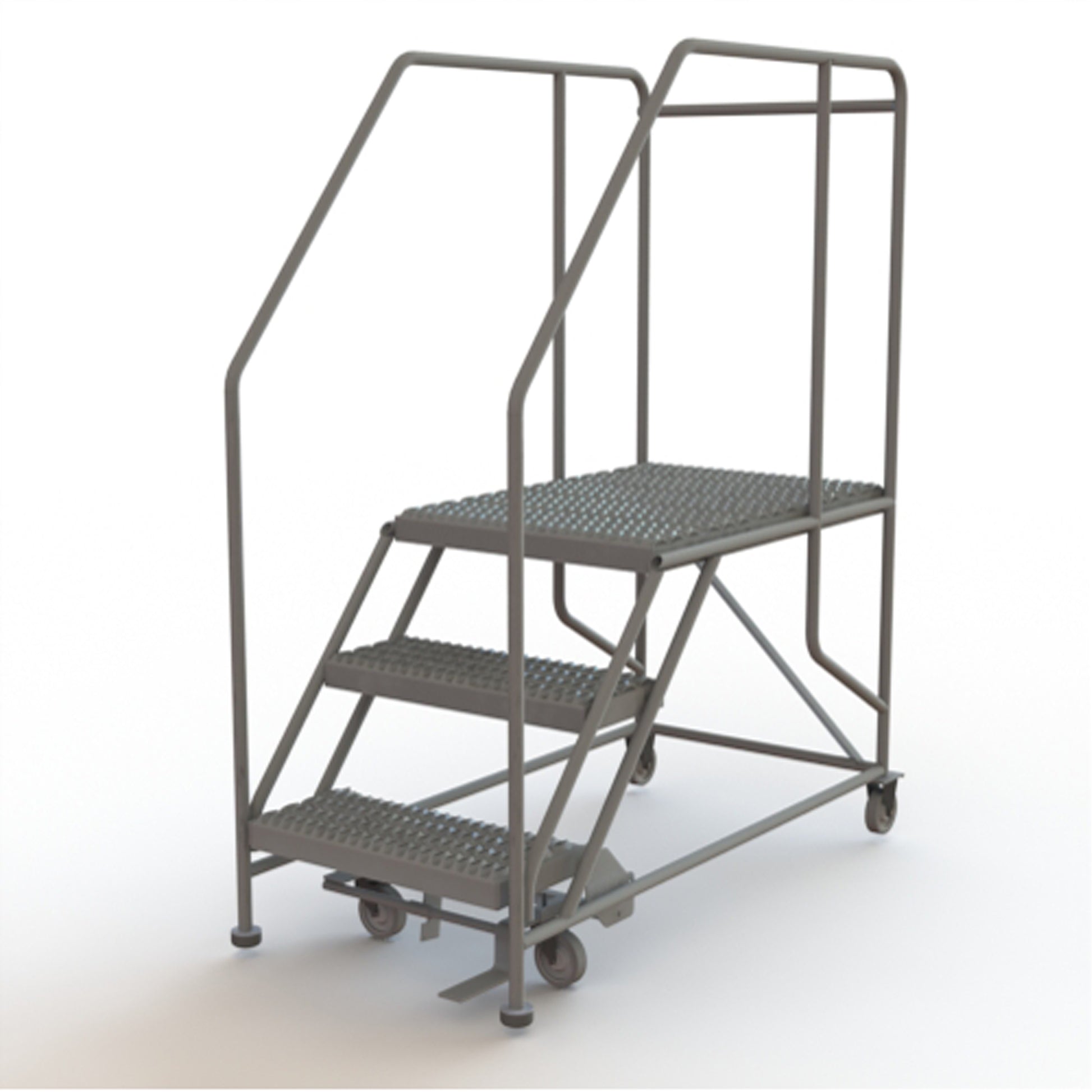 Mobile Work Platform, Steel, 3 Steps, 30" H, 35" D, 24" Step, Serrated