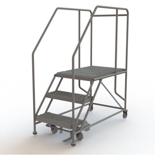 Mobile Work Platform, Steel, 3 Steps, 30" H, 35" D, 24" Step, Serrated
