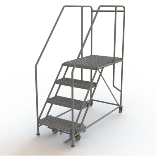 Mobile Work Platform, Steel, 4 Steps, 40" H, 35" D, 24" Step, Serrated