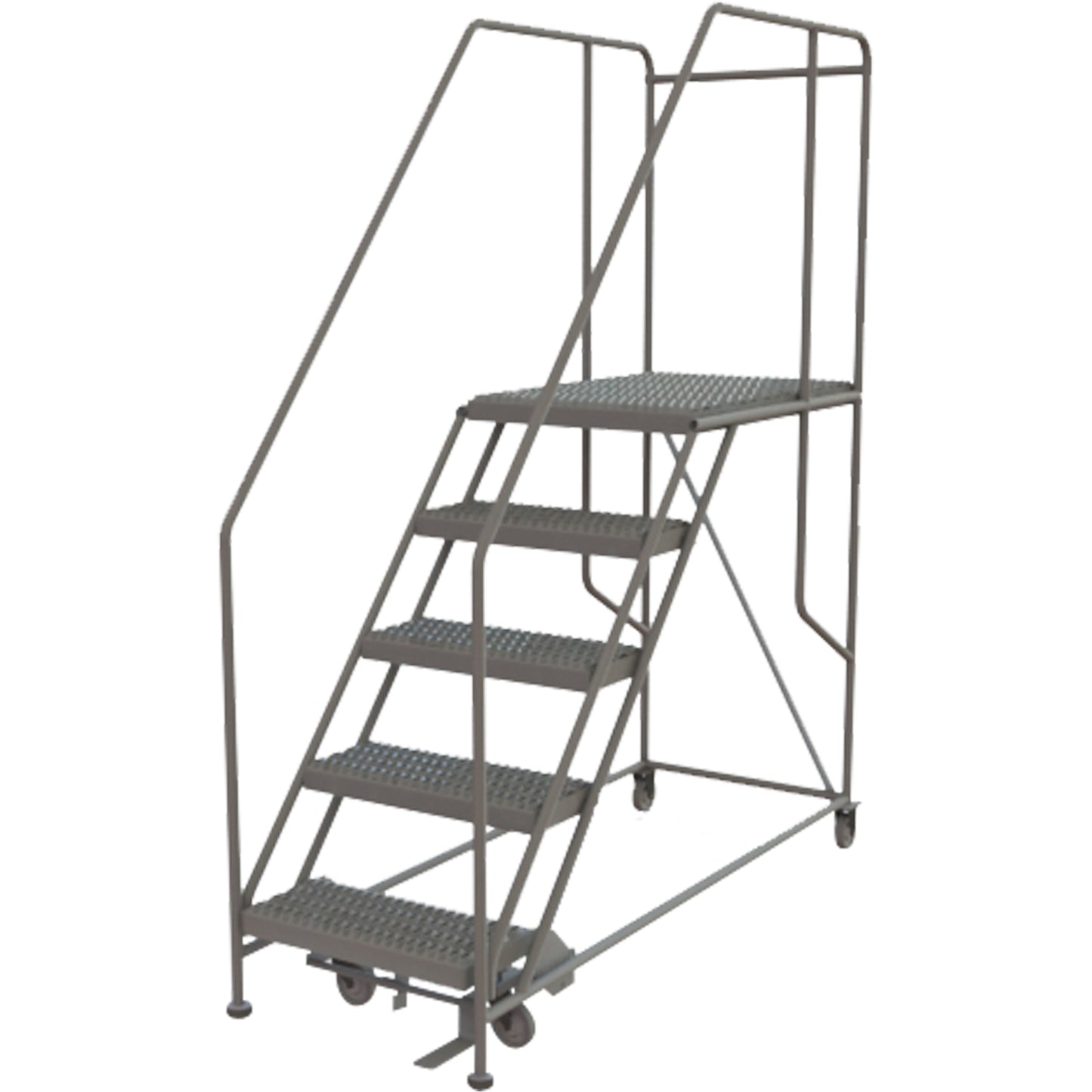 Mobile Work Platform, Steel, 5 Steps, 50" H, 35" D, 24" Step, Serrated