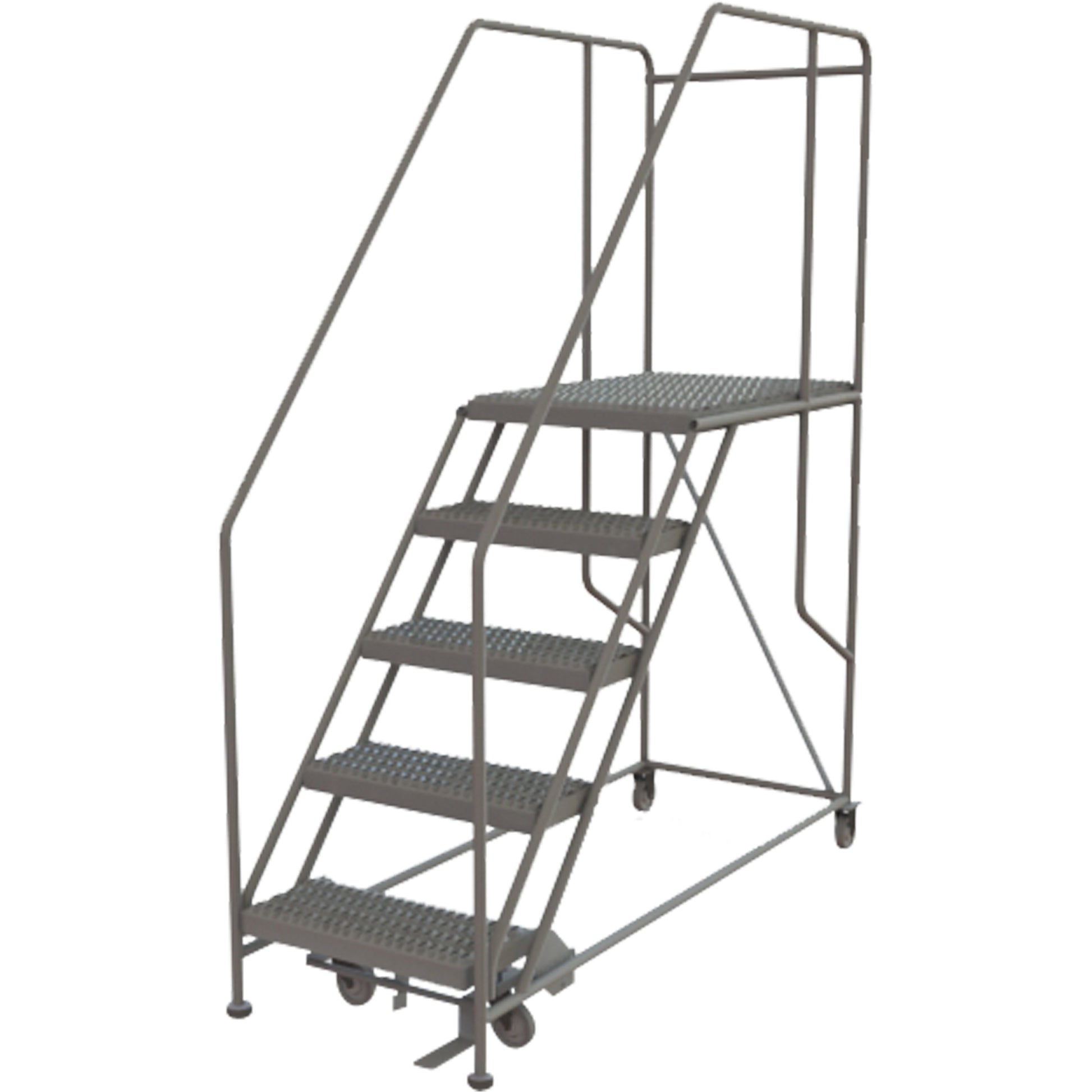 Mobile Work Platform, Steel, 5 Steps, 50" H, 35" D, 24" Step, Serrated