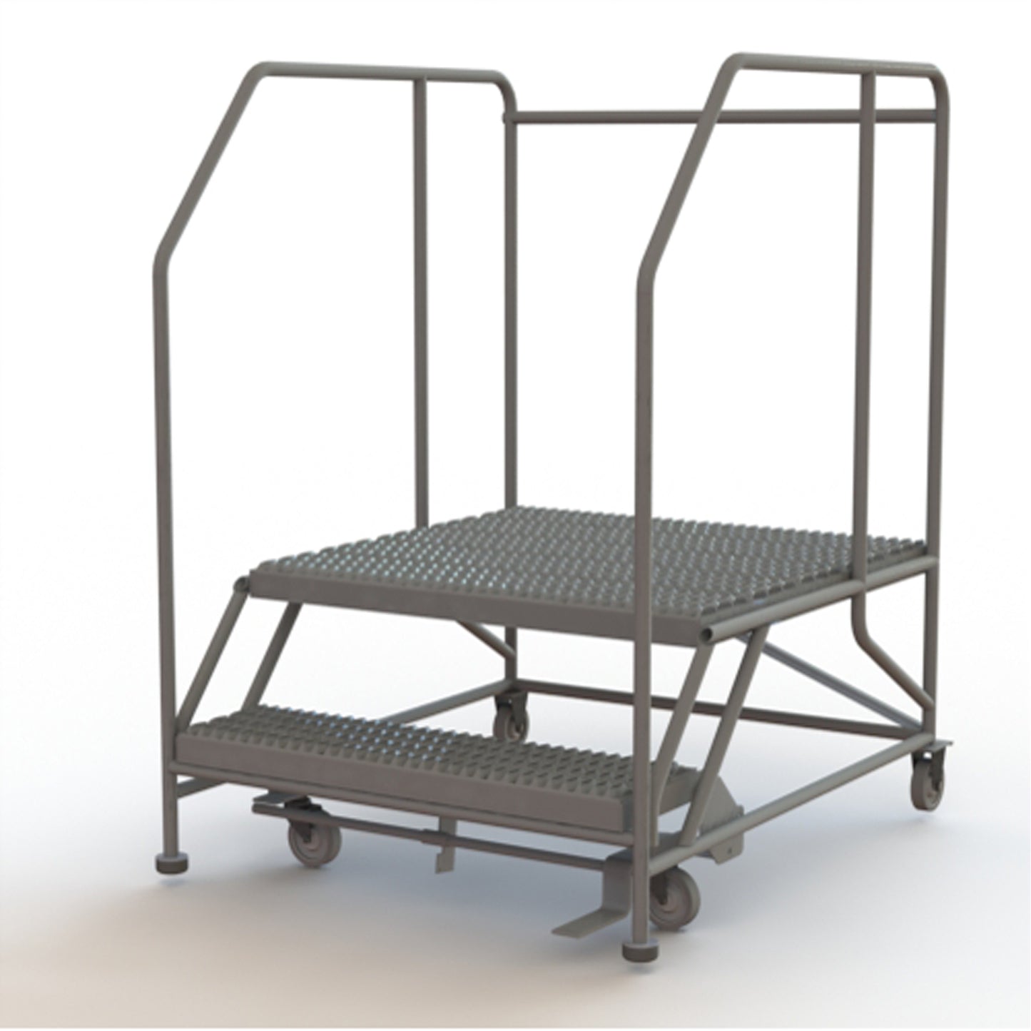 Mobile Work Platform, Steel, 2 Steps, 20" H, 36" D, 36" Step, Serrated