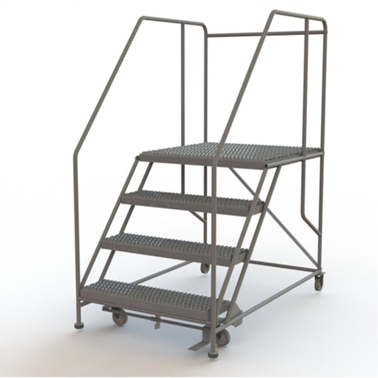 Mobile Work Platform, Steel, 4 Steps, 40" H, 36" D, 36" Step, Serrated
