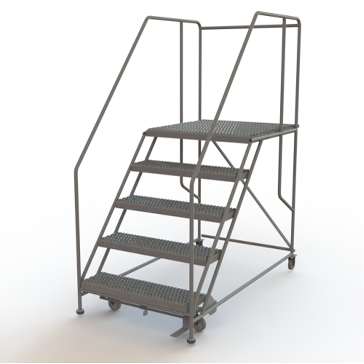 Mobile Work Platform, Steel, 5 Steps, 50" H, 36" D, 36" Step, Serrated