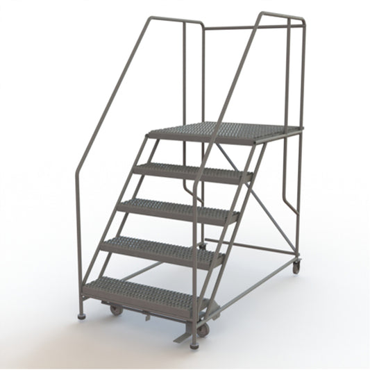 Mobile Work Platform, Steel, 5 Steps, 50" H, 36" D, 36" Step, Serrated