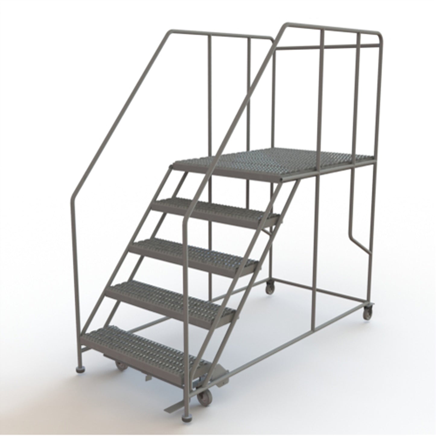 Mobile Work Platform, Steel, 5 Steps, 50" H, 48" D, 36" Step, Serrated