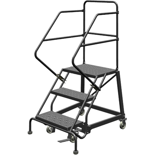Safety Slope Rolling Ladder, 3 Steps, Perforated, 50° Incline, 30" High