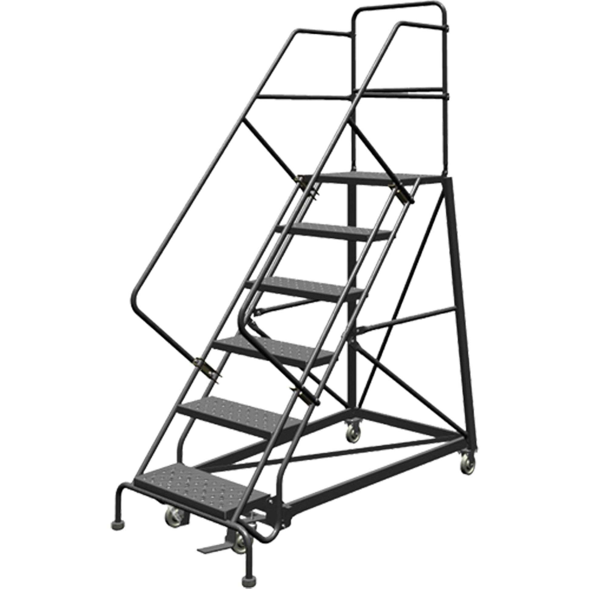 Safety Slope Rolling Ladder, 6 Steps, Perforated, 50° Incline, 60" High