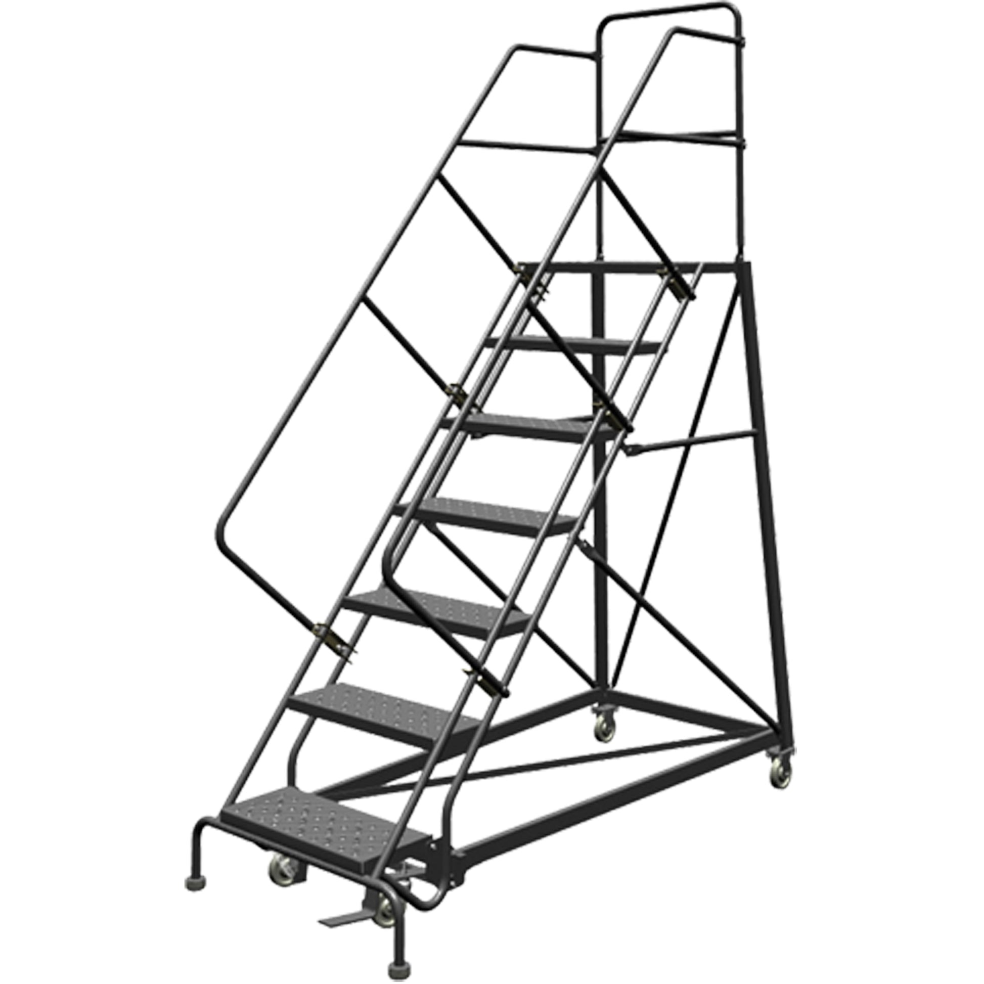 Safety Slope Rolling Ladder, 7 Steps, Perforated, 50° Incline, 70" High