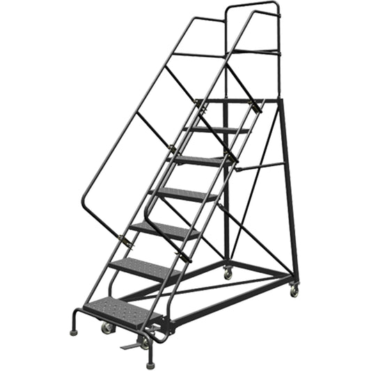 Safety Slope Rolling Ladder, 7 Steps, Perforated, 50° Incline, 70" High