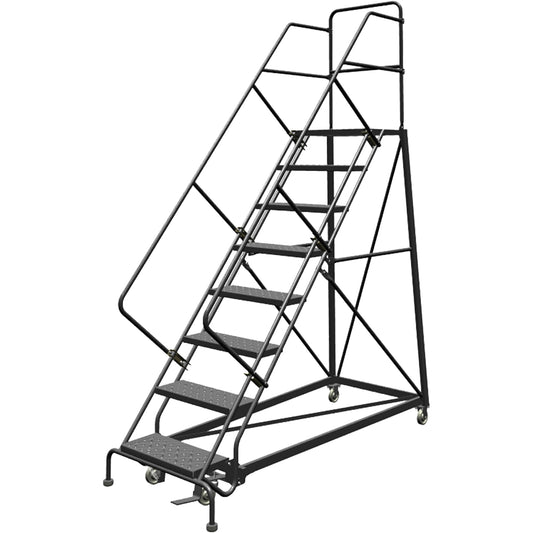 Safety Slope Rolling Ladder, 8 Steps, Perforated, 50° Incline, 80" High