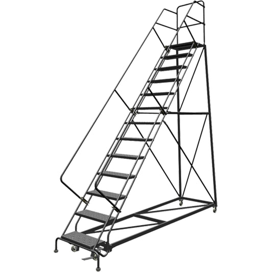 Safety Slope Rolling Ladder, 13 Steps, Perforated, 50° Incline, 130" High