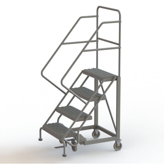 Safety Slope Rolling Ladder, 4 Steps, Serrated, 50° Incline, 40" High