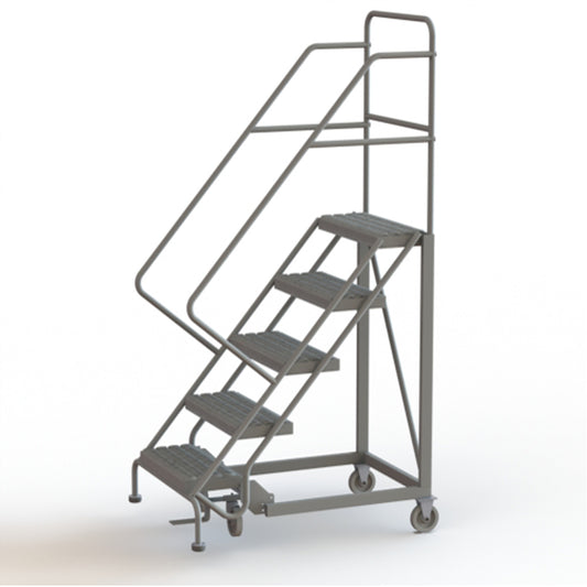 Safety Slope Rolling Ladder, 5 Steps, Serrated, 50° Incline, 50" High