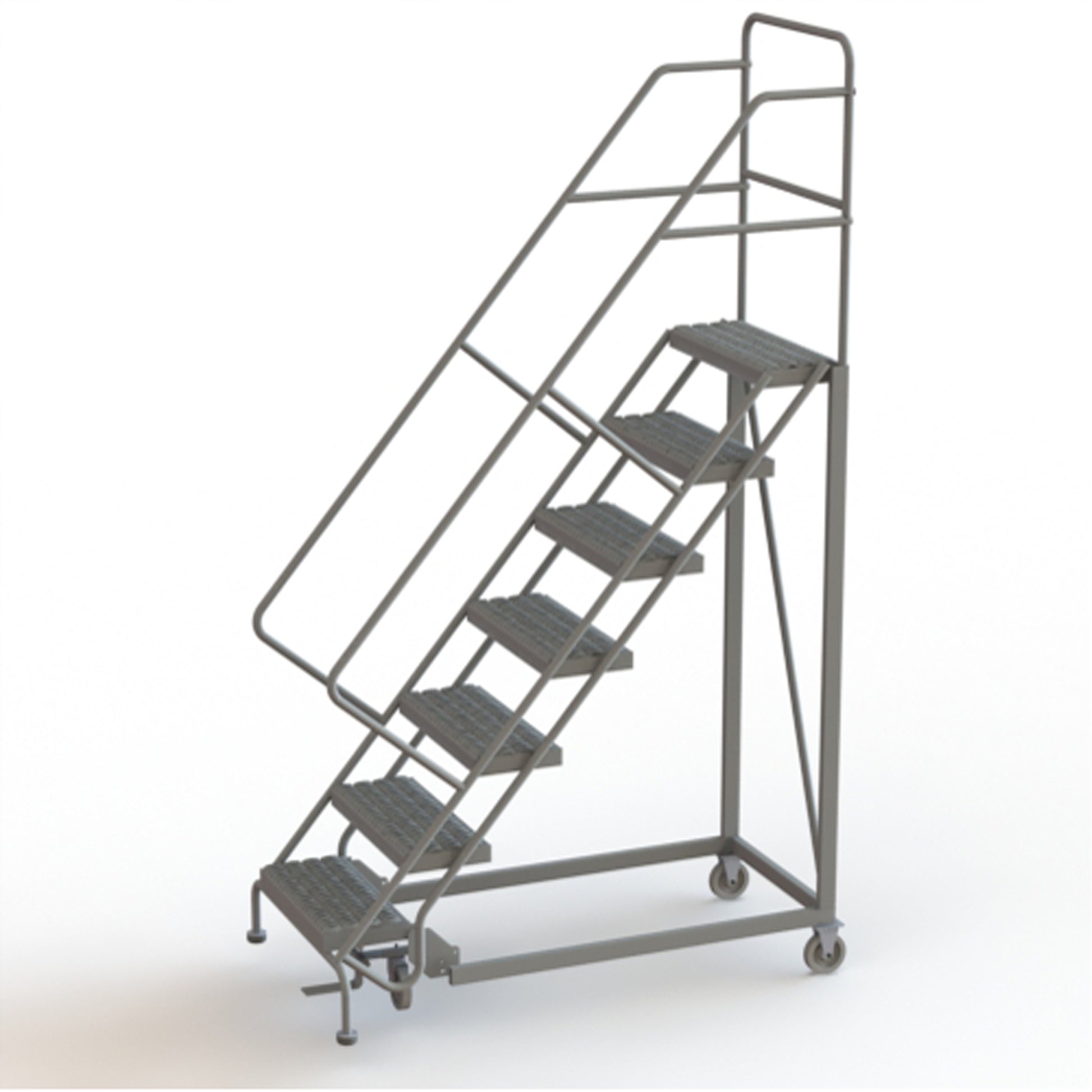 Safety Slope Rolling Ladder, 7 Steps, Serrated, 50° Incline, 70" High