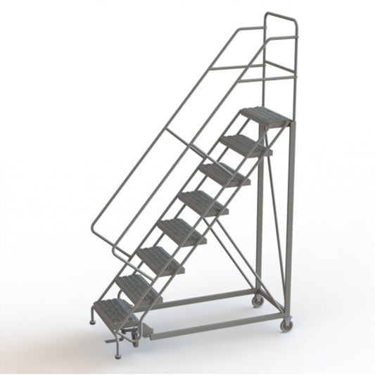 Safety Slope Rolling Ladder, 8 Steps, Serrated, 50° Incline, 80" High