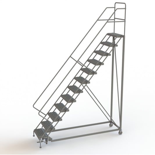Safety Slope Rolling Ladder, 12 Steps, Serrated, 50° Incline, 120" High
