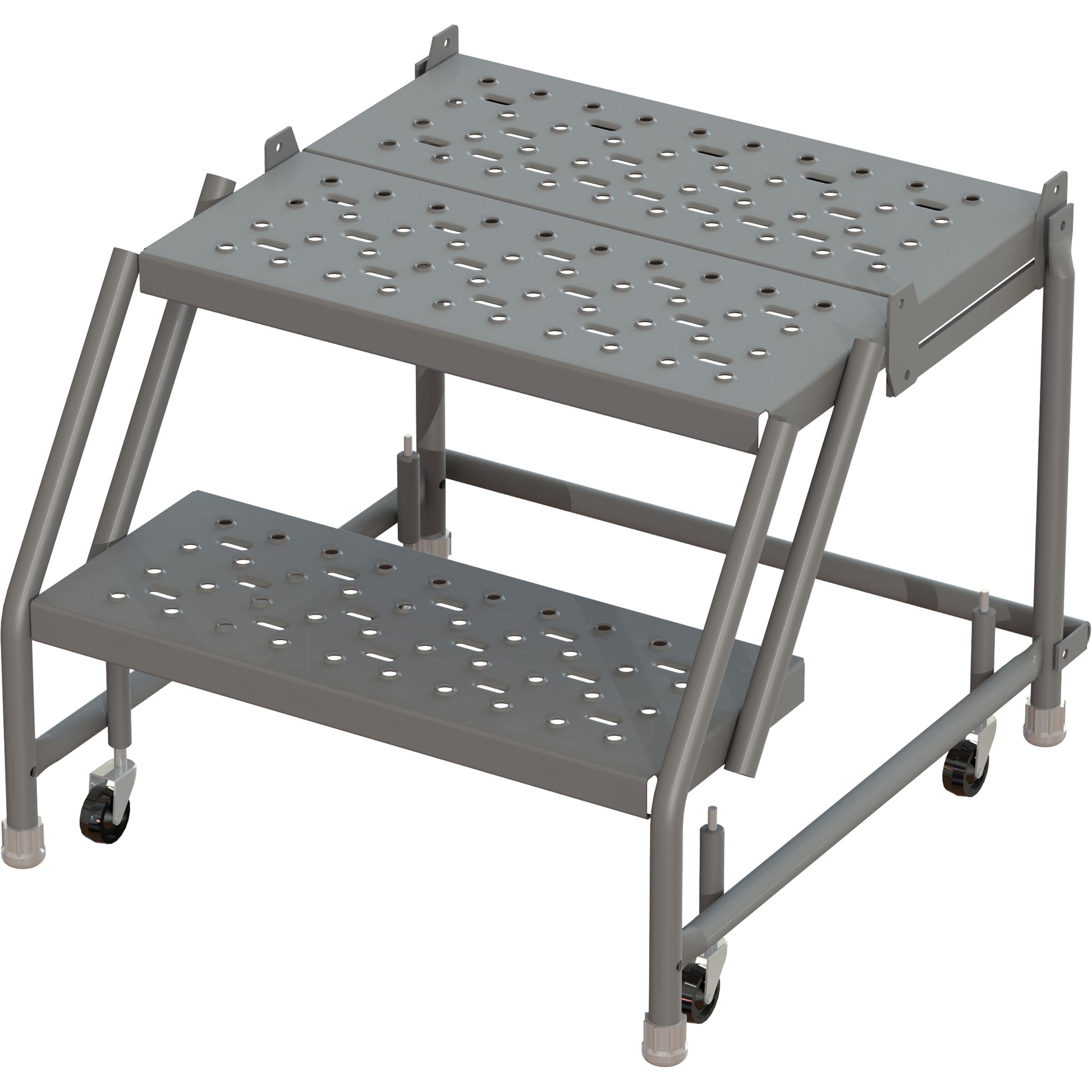 Deep Top Step Rolling Ladder, 2 Steps, 16" Step Width, 20" Platform Height, Steel