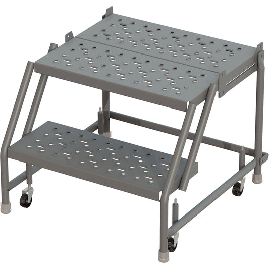 Deep Top Step Rolling Ladder, 2 Steps, 16" Step Width, 20" Platform Height, Steel