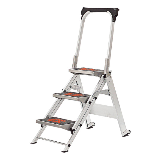 Safety Stepladder with Bar & Tray, 2.2', Aluminum, 300 lbs. Capacity, Type 1A
